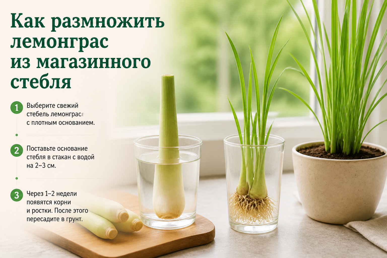 Как размножить лемонграс из магазинного стебля — иллюстрация к статье «лемонграс особености выращивания и включения в рацеон»