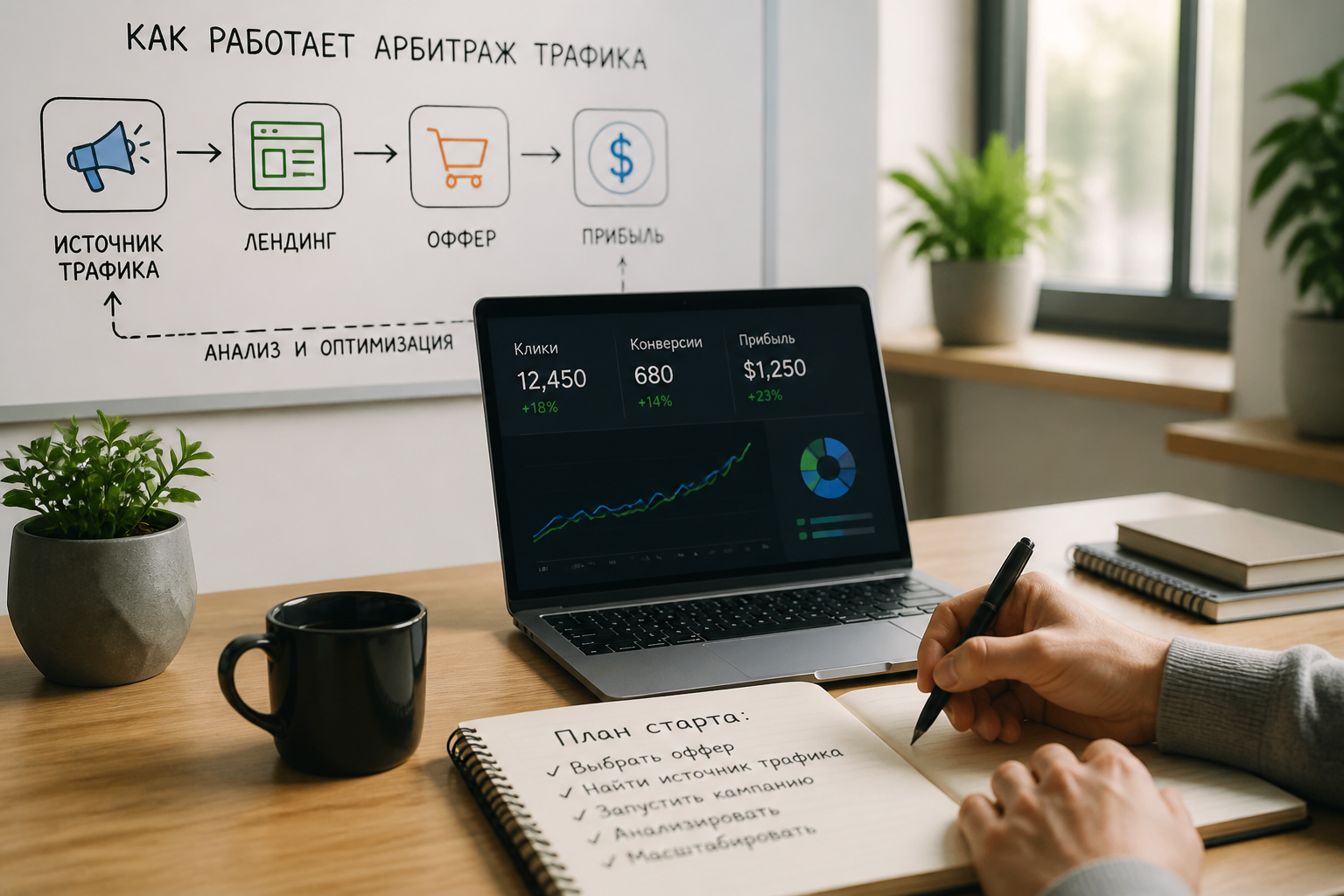 Как это работает на практике — иллюстрация к статье «арбитраж трафика что это и с чего начинать»