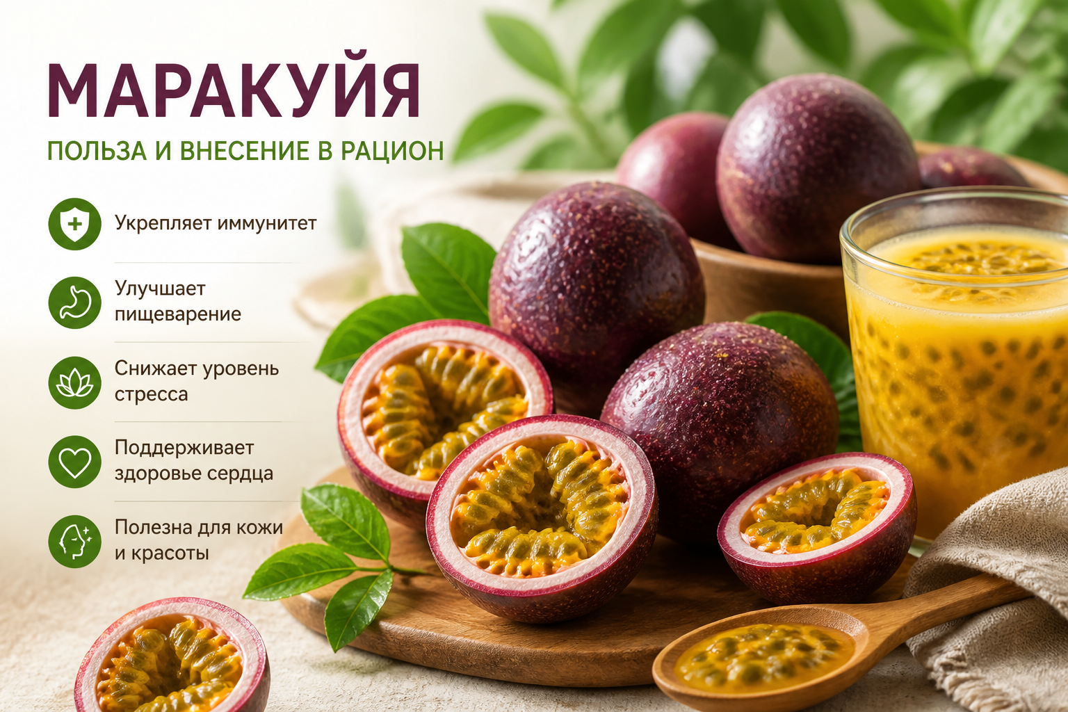 маракуйя польза и внесение в рацион — иллюстрация к статье «маракуйя польза и внесение в рацион»