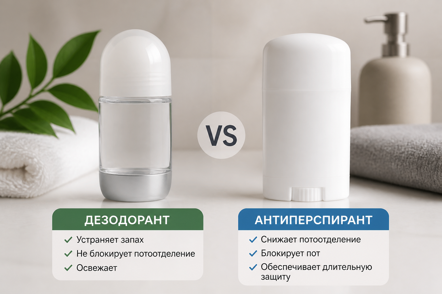 Дезодорант и антиперспирант — это не одно и то же — иллюстрация к статье «дезодорант какой выбрать»